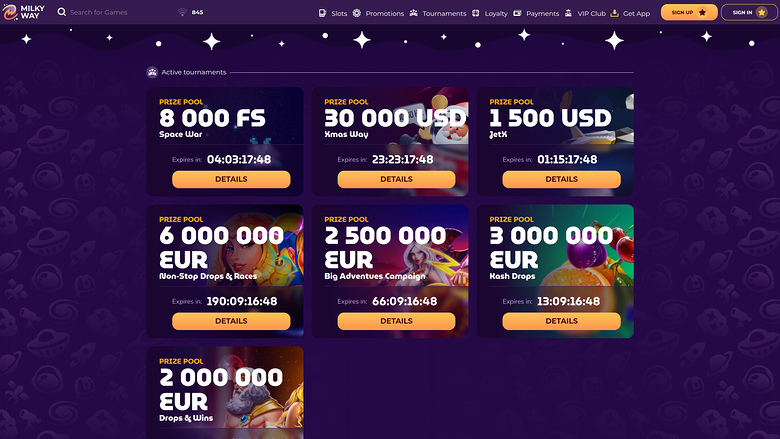 MilkyWay Casino — Tournaments