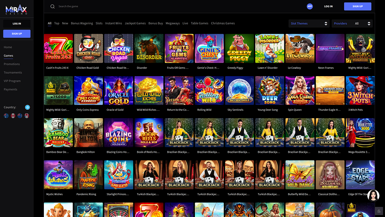 Mirax Casino — Games lobby