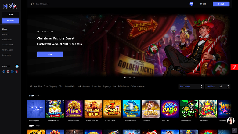 Mirax Casino — Homepage