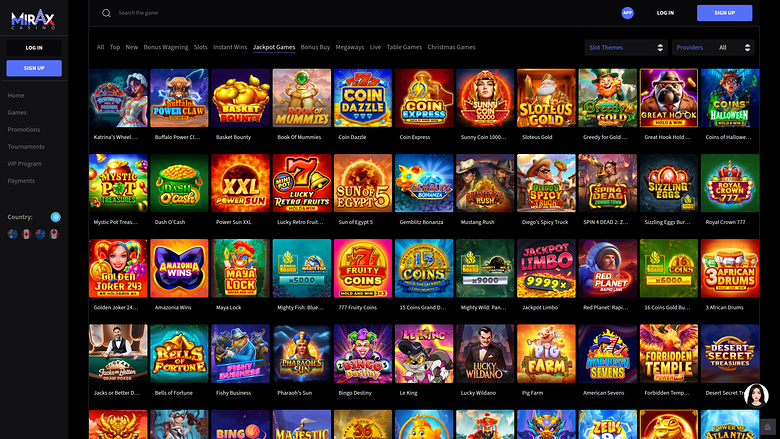 Mirax Casino — Jackpot games