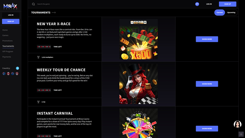 Mirax Casino — Tournaments
