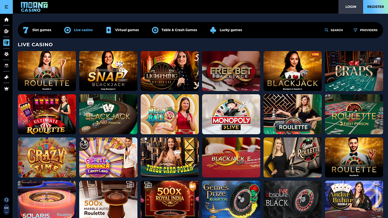 Moana Casino — Live dealer lobby