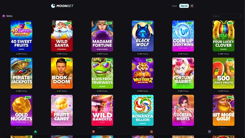 MoonBet Casino — Games lobby
