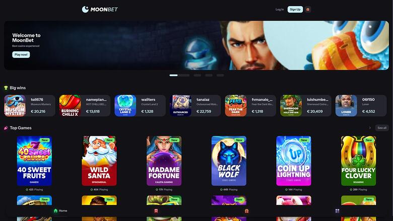 MoonBet Casino — Homepage