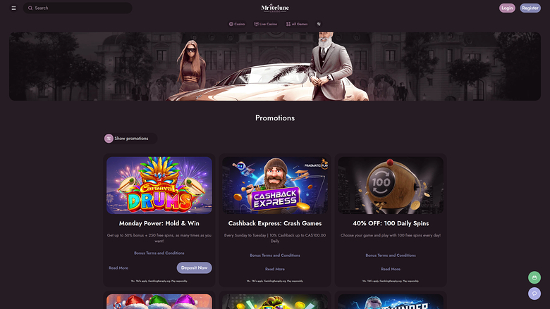 Mr Fortune Casino — Promotions page