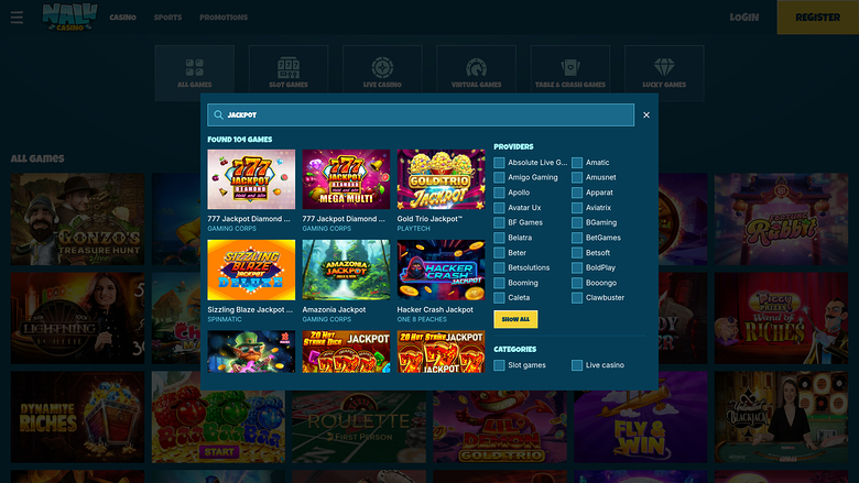 Nalu Casino — Jackpot games