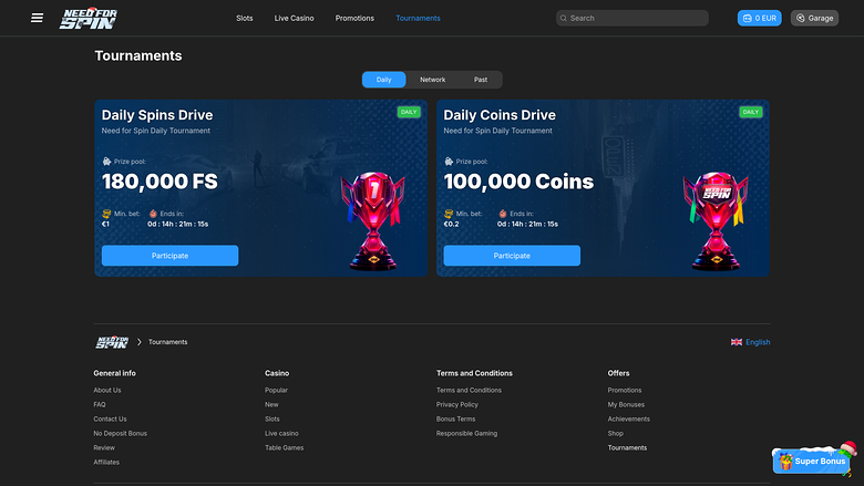 Need for Spin Casino — Tournaments