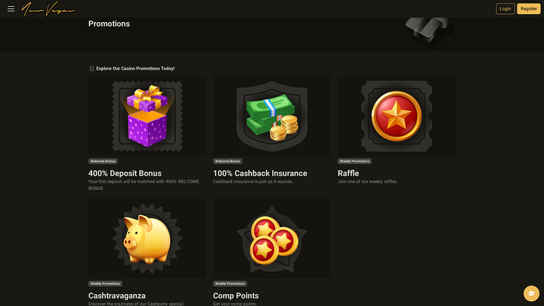 NewVegas Casino — Promotions page
