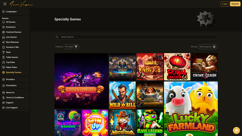 NewVegas Casino — Games lobby