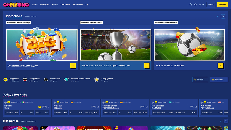 An online casino promotions page for 'CHANZINO' showing three welcome bonus banners and a row of game category shortcuts.