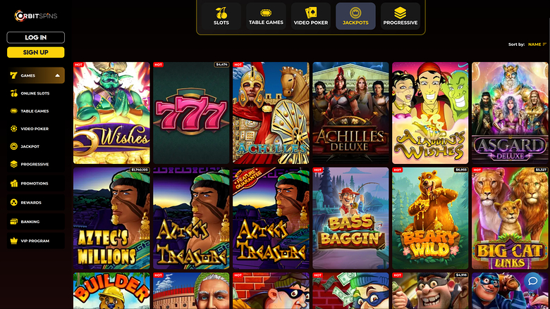 Orbit Spins Casino — Jackpot games