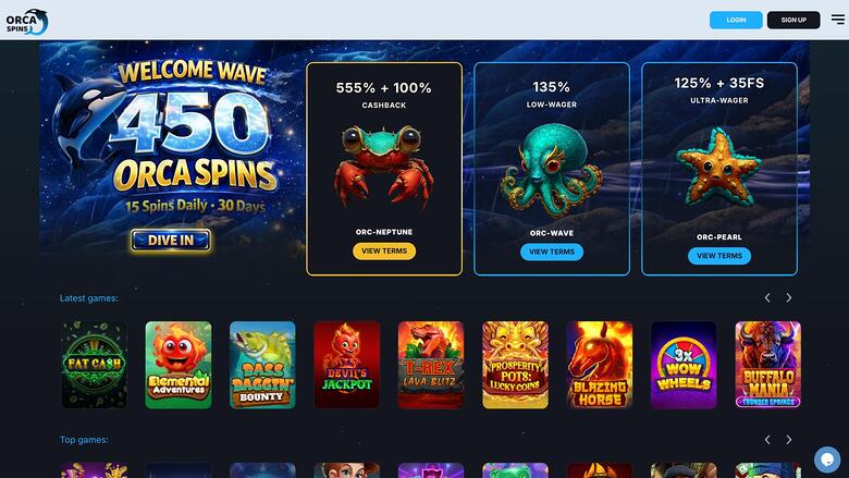 Orca Spins Casino — Homepage