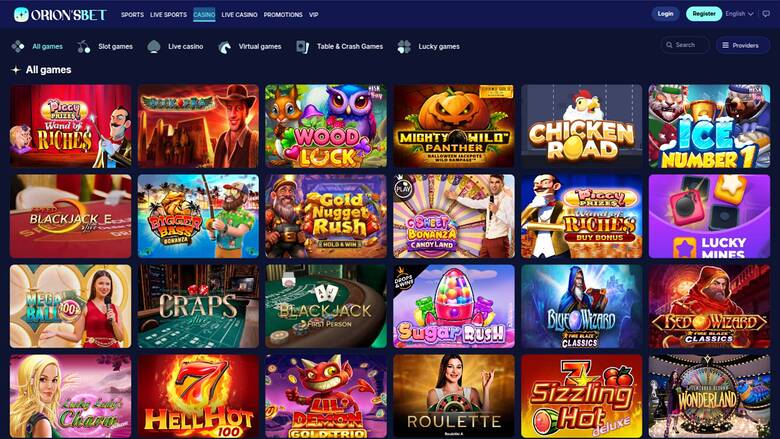 OrionsBet Casino — Games lobby