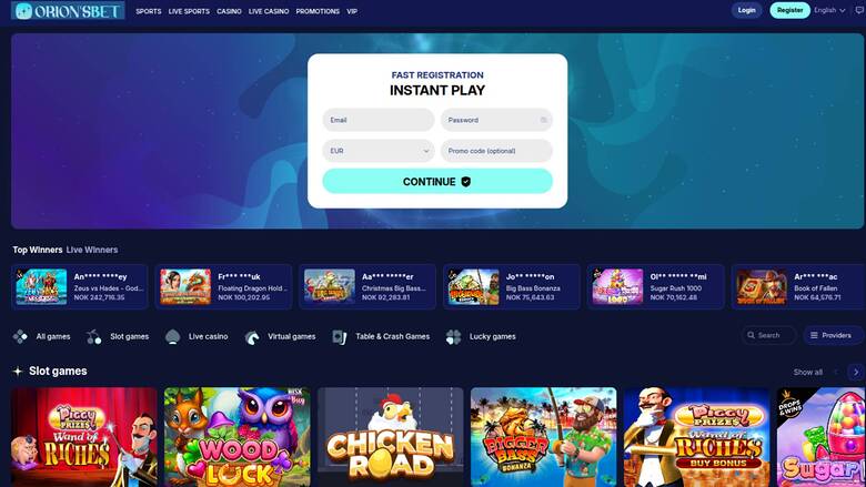 OrionsBet Casino — Homepage
