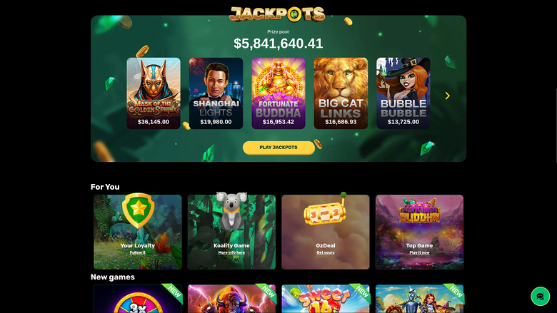 Ozwin Casino — Jackpot games