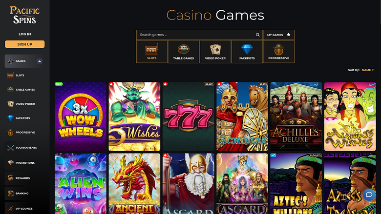 Pacific Spins Casino — Games lobby