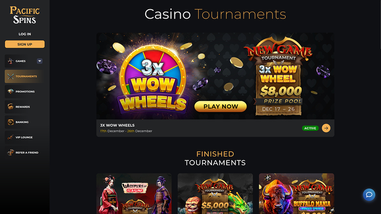 Pacific Spins Casino — Tournaments
