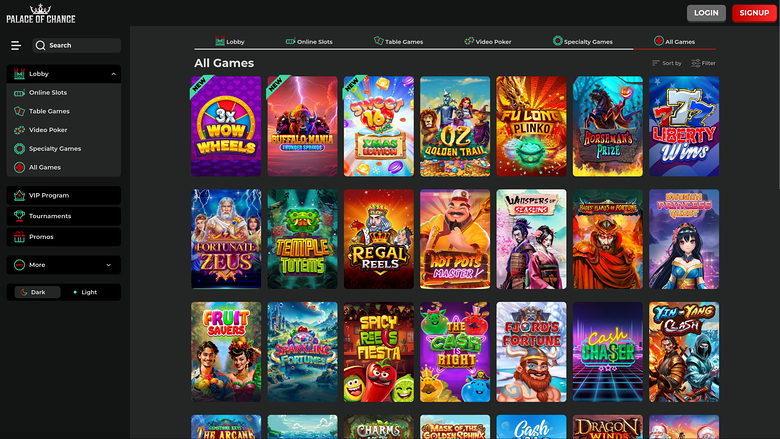 Palace of Chance — Games lobby