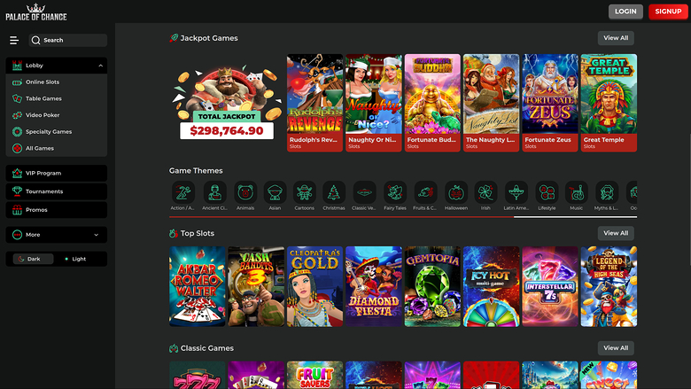 Palace of Chance — Jackpot games