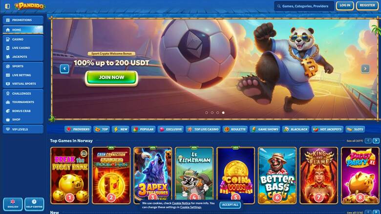 Pandido Casino — Homepage