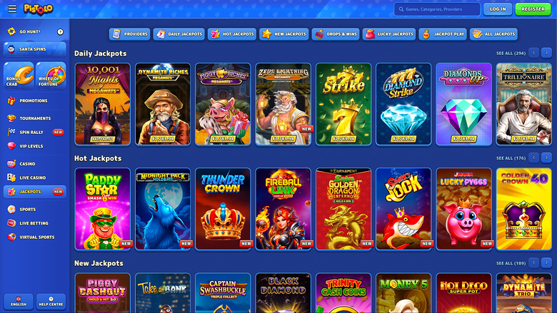 Pistolo Casino — Jackpot games