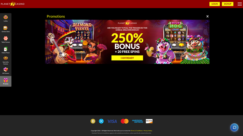 Planet 7 Casino — Promotions page