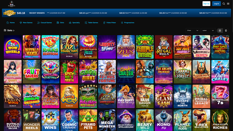 Platinum Reels Casino — Games lobby