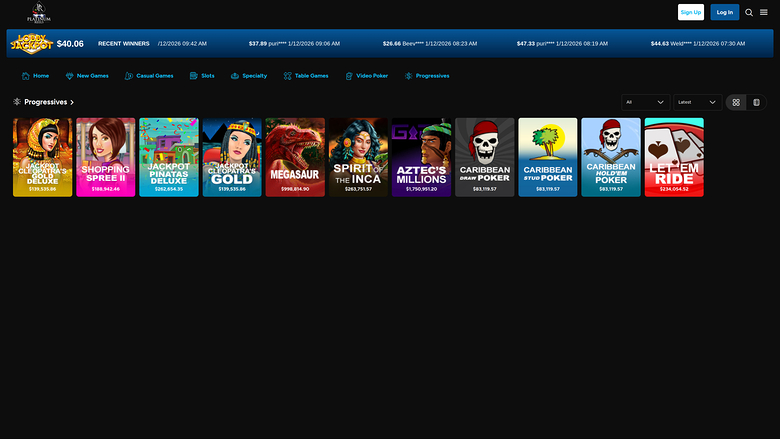Platinum Reels Casino — Jackpot games