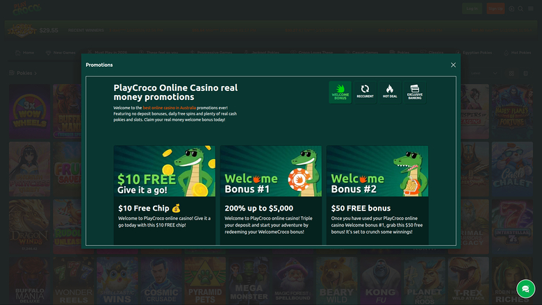 Play Croco Casino — Promotions page