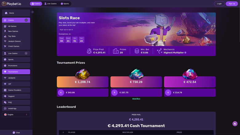 Playbet.io Casino — Tournaments