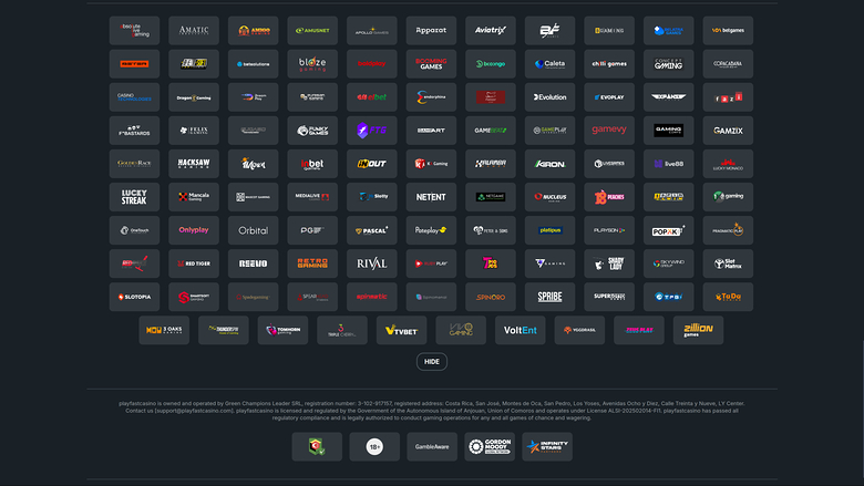 PlayFast Casino — Games by studio