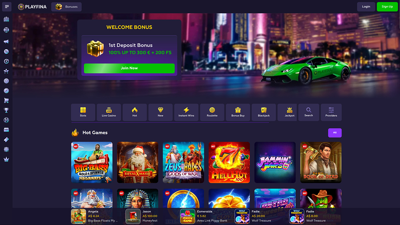 Playfina Casino — Homepage