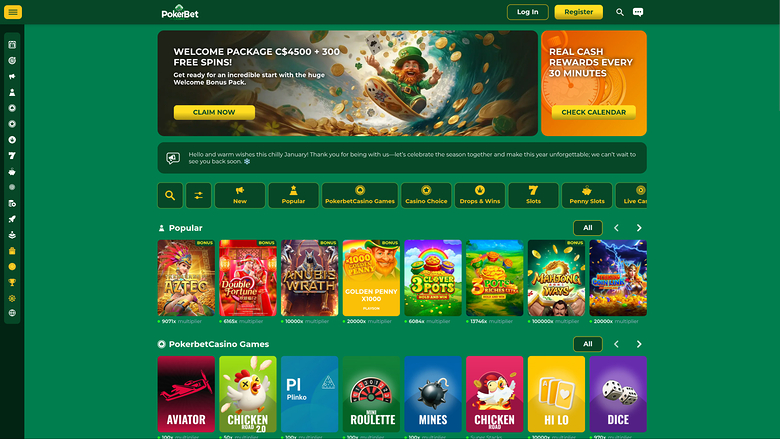 PokerBet Casino — Homepage
