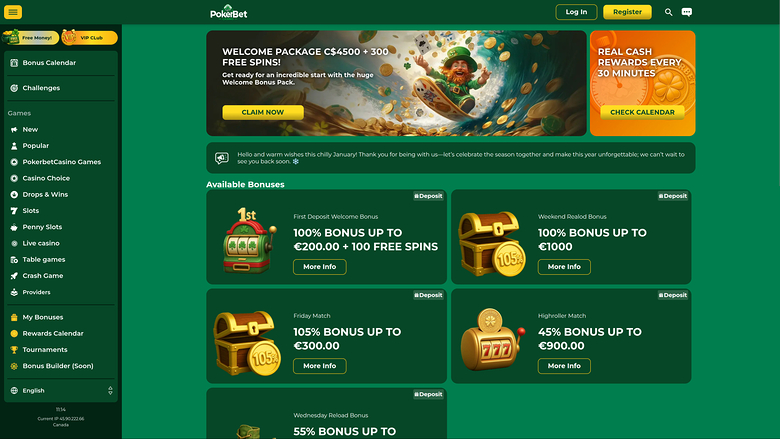 PokerBet Casino — Promotions page