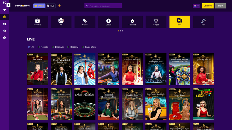 Power Slots Casino — Live dealer lobby