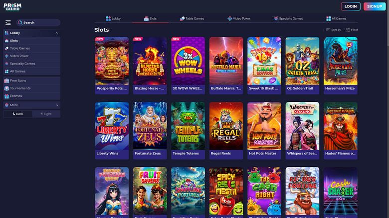 Prism Casino — Games lobby