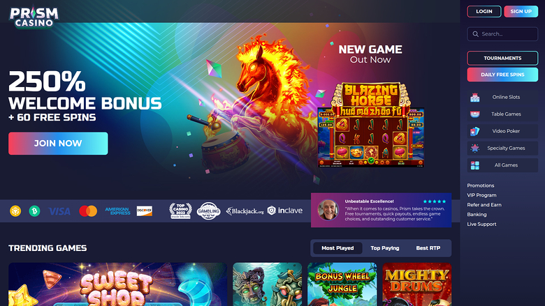 Prism Casino — Homepage