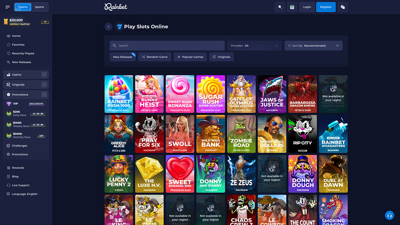 Rainbet Casino — Games lobby