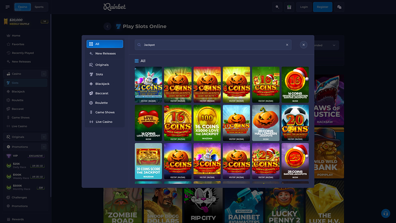 Rainbet Casino — Jackpot games