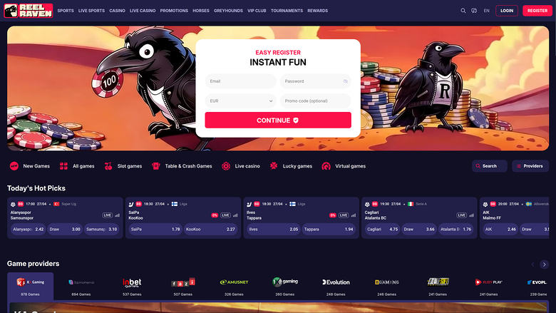 ReelRaven Casino — Homepage