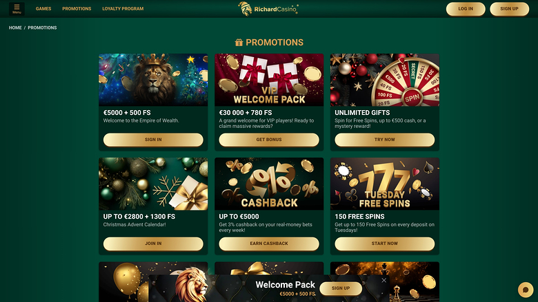 Richard Casino — Promotions page