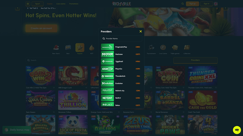 Richville Casino — Games by studio