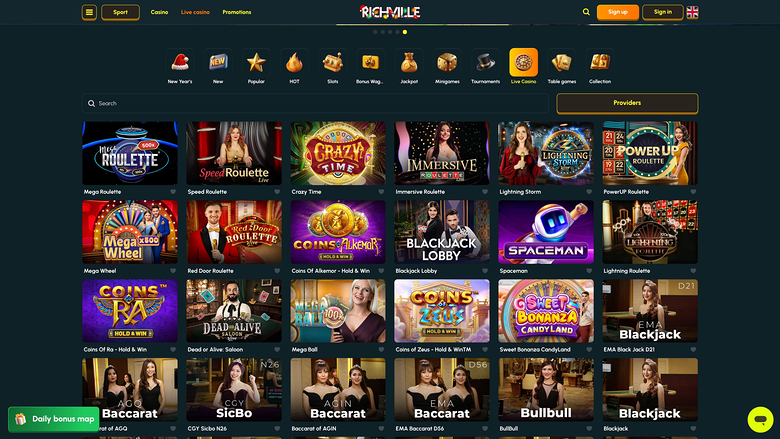 Richville Casino — Live dealer lobby