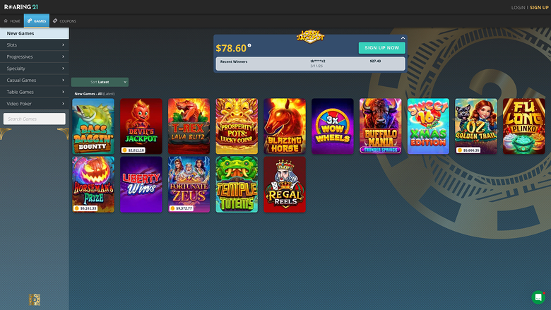 Roaring 21 Casino — Games lobby