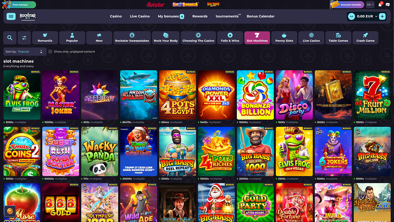 RockstarWin Casino — Games lobby
