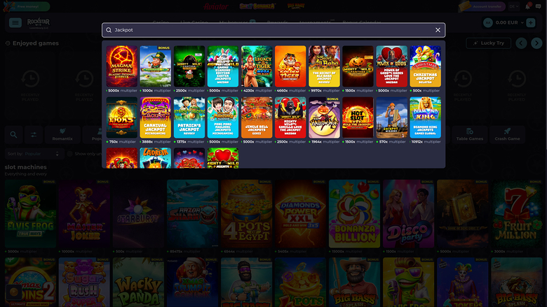 RockstarWin Casino — Jackpot games