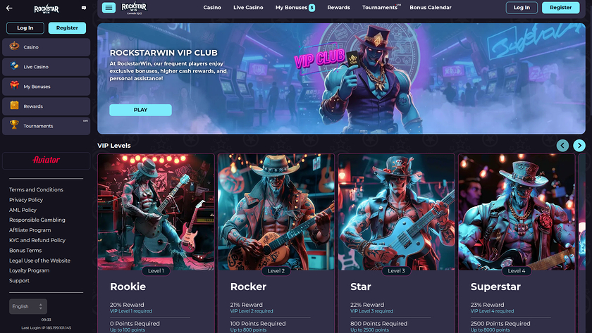 RockstarWin Casino — VIP section