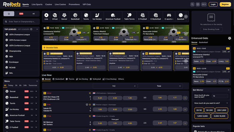 Roibets Casino — Sportsbook