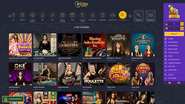 RollingSlots Casino — Live dealer lobby