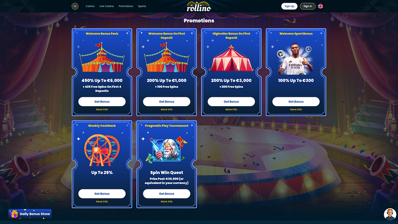 Rollino — Promotions page